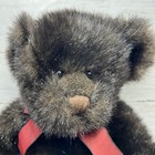 Bear Mackenzie By Russ Plush Dark Brown Dark Red Ribbon Tie 16 Inch  Very Soft