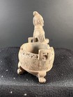 Ancient Chinese Warrior Statue Burial Soldier Trinket Holder Ashtray 4  Tall
