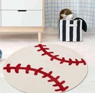 Kids Round Soccer Ball Rug 120cm Black white Anti-slip Polyester Modern