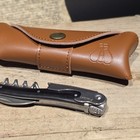Vintage Style Laguiole Corkscrew With Black Horn Handles Leather Pouch