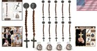 Catholic Pocket Rosary Brown Wood Beads Saint Benedict Medal 9 Inch Compact