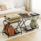 Amhancible Luggage Rack  Set Of 2  Foldable Suitcase Stands For Guest Room  Meta