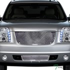 Chrome Mesh Front Upper Hood Grill   Lower Bumper Grille Guard Abs Compatible   