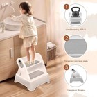 Foldable Two Step Stool For Kids  Non-slip With Handles  Gray