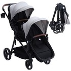 Double Stroller Track Tandem Stroller For Infant And Toddler Foldable Pushchair