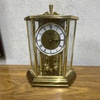 Howard Miller Brass Gold Hexagonal Glass Mantel Clock Roman Numerals Analog