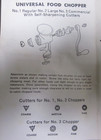 Universal No  2 Food Chopper Meat Grinder  Hand Cranked W  Instructions -clean 