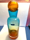 Vintage Evolution By Waterford Crystal Art Glass Decanter Amber turquoise Mint