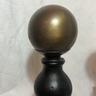 Vintage Cast Iron Fireplace Andirons With Brass Finished Wooden Ball Headers 14   