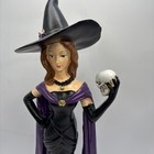 Halloween Witch Figurine Elegant Black Purple Resin Skull Gothic Statue 16  New