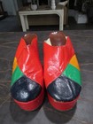 Vtg 70s Clogs Mod Color Block Boho Platform Shoes Dress Heels Disco 9 Red