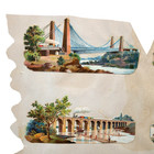 1880s Antique Victorian Diecut Rare Bridge   Train Diecuts Album Pages Vintage