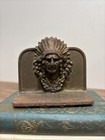 Single Cast Iron Native American Indian Chief Head Bookend Vintage Metal
