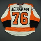 2014-15 Chris Vandevelde Philadelphia Flyers Game Used Worn Nhl Hockey Jersey
