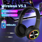 Led Wireless Headphones Bluetooth 5 3 Headsets 3 Eq Modes Built-in Hd Mic Phone