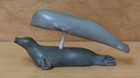 Original Hand Carved Inuit First Nation Soapstone Seal   Whale Sculpture 1980 s