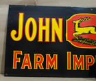 John Deere Farm Implements Porcelain Enamel Sign  36 X 15 Inches 1 Sided