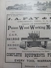 1889 Print Ad   J  A  Fay   Company Cincinnati Oh Wood Machinery Railroad Train