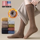 Men Women Winter Warm Fleeced Wool Knit Long Socks Knee High Thick Socks New Usa