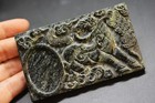 Unique Tibetan Black Old Jade Carved Horse ancient Coin Inkstone Z9