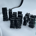 Aztec Style Chess Pieces Black Obsidian Green Glass Or Onyx 