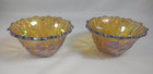 Set Of 2 Vintage Indiana Glass Iridescent Carnival Gold Marigold Candle Holders