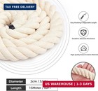 Natural Cotton Rope  3 4inches X 50ft   3-strand Twisted Cotton Rope  Natural Th
