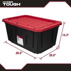 Hyper Tough 27 Gallon Snap Lid Plastic Storage Bin Container  Black With Red Lid