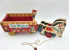 Fisher Price Toy Wagon 131 Wood Pull Toy Horses Circus Vtg 1950s