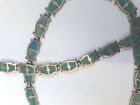Turquoise Necklace    Bracelet Inlaid Taxco  Eagle Mark Mh 591 Sterling Vintage 