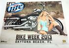Vintage Sexy Girl Harley Miller Lite Beer Poster Bike Week Daytona Beach Fl 2013