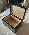 Antique 19th Century Gothic Revival Ebonised Brass Bound Casket Circa 1870 