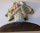Vintage Hubley  Floral Cast Iron Door Stop Beautiful Flower Basket