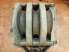 Large Antique 3 Pulley Wood cast Iron Nautical Ship Block Tackle 18  Long 30 Lbs