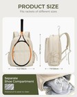 Quilted Tennis Gym Backpack For Women Tennis Bag Holds 2 Rackets With Top Pan   