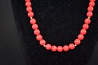 Vintage Liz Claiborne Red Coral W small Gold-tone Beads Necklace 18 