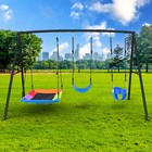 440lb Metal Swing Set Outdoor Play Kids Backyard Playset Swing Set With 3 Swings