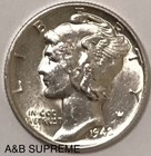  1  Mercury Dime Au-bu Uncirculated 90  Silver