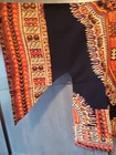 New Vtg 70s Kaftan Shirt Dashiki Africa Print Bell Sleeve Hippie Caftan Black