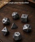 Lot Of 3 Damascus Steel Dnd Rpg Dice Sets   Handmade Metal 7-piece Polyhedral