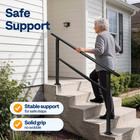 Outdoor Stair Handrail 5 Step Adjustable Railing Galvanized Steel Black 2 Pack