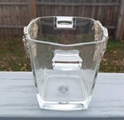 Vtg 1996 Arthur Court Thick Glass Ice Bucket W  Handles Silvertone Grapevines 