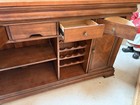 Wood Buffet With Stone Top  Wine Rack  Drawers  And Shelves