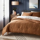 Full queen Washed Cotton Sateen Comforter And Sham Set Light Brown - Threshold 