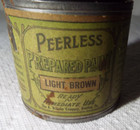 Antique Rare Peerless Prepared Paint Empty Can Light Brown Read  