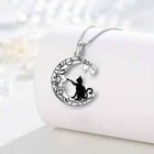 3pcs Black Cat Under Moonlight Earrings Necklace Set Holiday Gift Family Friends