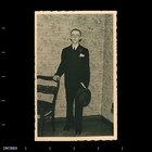 Old Vintage Real Photo Postcard Rppc Solo Man Suit Hat Glasses 1944 Photograph