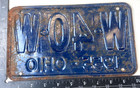 Vintage Ohio 1955 Auto License Plate W-40-w Garage Man Cave Collector Wall Decor