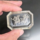 Intaglio Polo Players Vintage Clear Glass Salt Cellar Or Trinket Dish