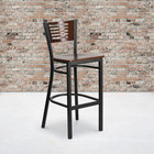 Hercules Black Metal Barstool With Walnut Wood Back   Seat - Single Unit